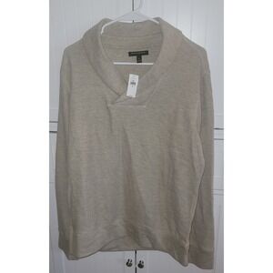 Banana Republic Mens Shawl Collar Pullover Sweater, Beige Waffle Knit,‎ New M